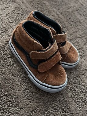 Vans Brown Suede Kids' Velcro High-Top Sneakers